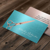 美容師エレガントバラ金ゴールドシザーターコイズ 名刺