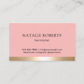 美容師エレガントピンクカーブ美しいガールサロン 名刺 (裏面)