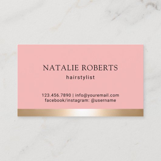 美容師エレガントピンクカーブ美しいガールサロン 名刺 (裏面)