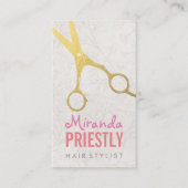 美容師エレガントフェイク金ゴールドはさみフローラ 予約カード (正面)