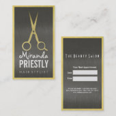 美容師エレガントフェイク金ゴールドシザーズブラックシック 予約カード (正面/裏面)