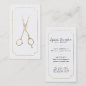 美容師エレガントフェイク金ゴールドハサミ 名刺 (正面/裏面)