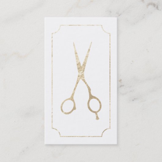 美容師エレガントフェイク金ゴールドハサミ 名刺 (正面)