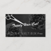 美容師エレガントブラックフローラロイヤリティパンチ ロイヤリティカード (正面)