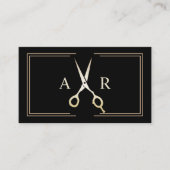 美容師エレガントブラック&金ゴールド美しいサロン 名刺 (正面)