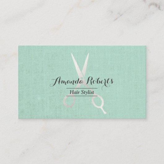 美容師エレガントリネン背景 名刺 (正面)