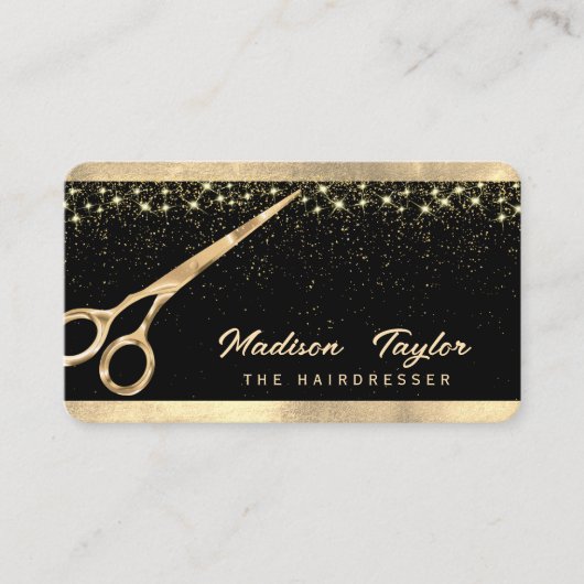美容師エレガント美容用ゴールデンハサミ 名刺 (正面)