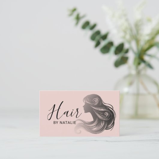 美容師エレガント赤面ピンク美しいサロン 名刺 (スタンド正面)