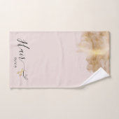 美容師エレガント金ゴールドはさみ美容師ピンク ハンドタオル (ハンドタオル)