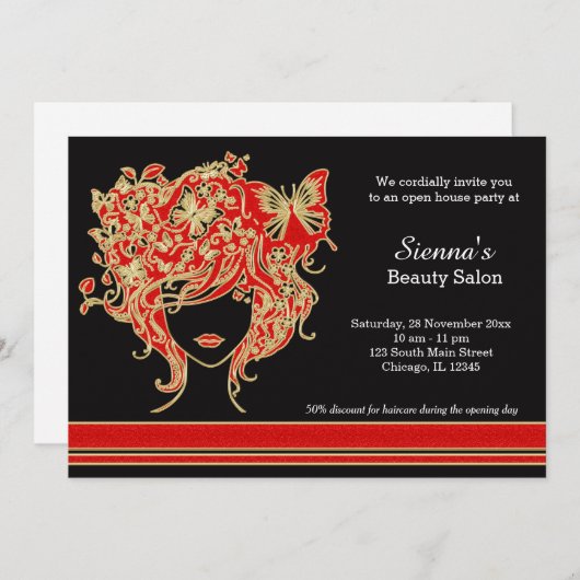 美容師オープンハウス 招待状 (正面/裏面)