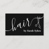 美容師カスタムはさみスクリプト理容師ブラック 名刺 (正面)