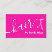 美容師カスタムはさみ書道熱ピンク 名刺 (正面)