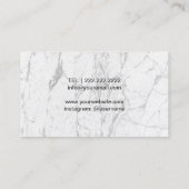 美容師カスタムサロンロゴモダンホワイトマーブル 名刺 (裏面)