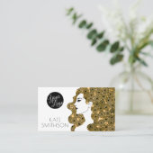 美容師カスタムロゴ、QRコードおよびソーシャルメディア 名刺 (スタンド正面)