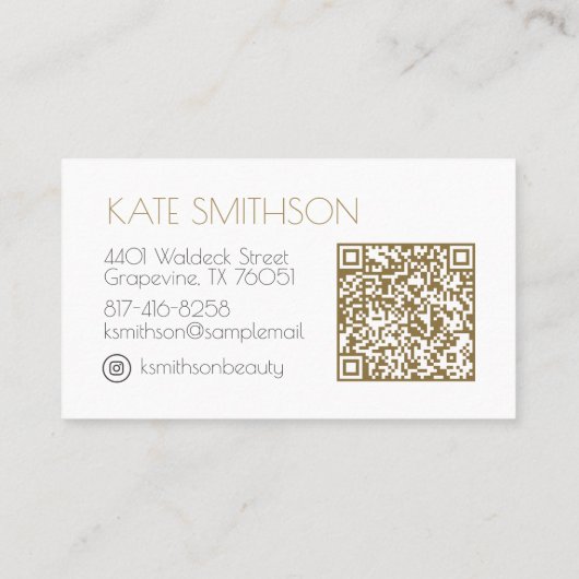 美容師カスタムロゴ、QRコードおよびソーシャルメディア 名刺 (裏面)