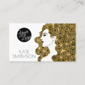 美容師カスタムロゴ、QRコードおよびソーシャルメディア 名刺 (正面)