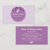 美容師カントリースタイルパープルギンガムアンドボウ 名刺 (正面/裏面)