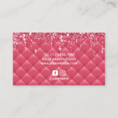美容師ガーリーピンクグリッタードリップ美しいサロン 名刺 (裏面)