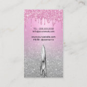 美容師ガーリーピンクドリップスシルバーグリッターサロン 名刺 (裏面)