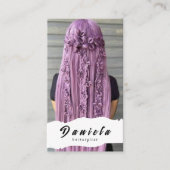 美容師キュートシザーミニマル赤面ピンクB 名刺 (正面)