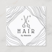 美容師キュート手描きシザー美しいサロン スクエア名刺 (正面)