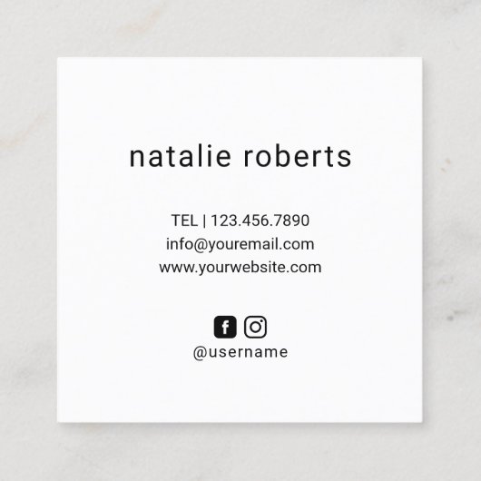 美容師キュート手描きシザー美しいサロン スクエア名刺 (裏面)