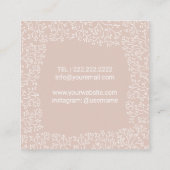 美容師キュート素朴フローラフレーム赤面ピンク スクエア名刺 (裏面)