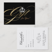 美容師ギフト券金ゴールドジュエリークラウン 割引カード (正面/裏面)