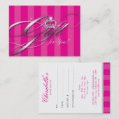 美容師ギフト証明書ピンクストライプの王冠 割引カード (正面/裏面)