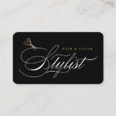 美容師クラシック書道金ゴールドはさみ 名刺 (正面)