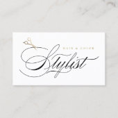 美容師クラシック書道金ゴールドはさみ 名刺 (正面)
