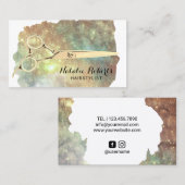 美容師グラムグリッター金ゴールドシザーサロン  名刺 (正面/裏面)