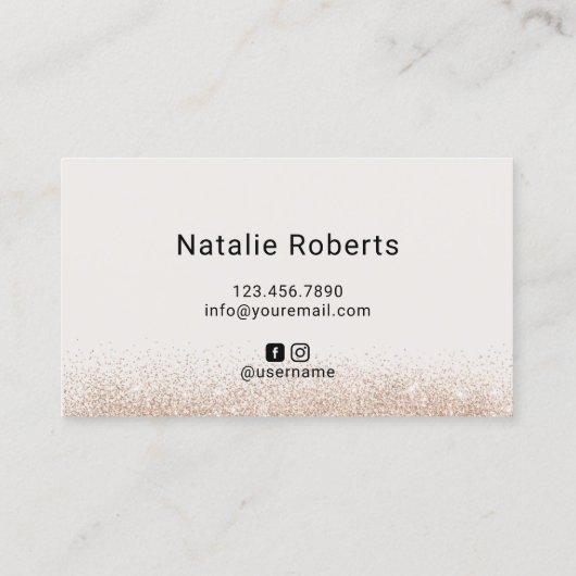 美容師グラム金ゴールドグリッター美しいサロンブラック 名刺 (裏面)