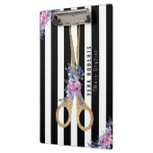 美容師グリッターシザーストライプのフローラ クリップボード (左)