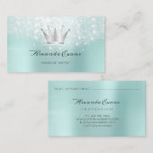 美容師グリッターメイクアップウォータークラウンシルバー 予約カード (正面/裏面)