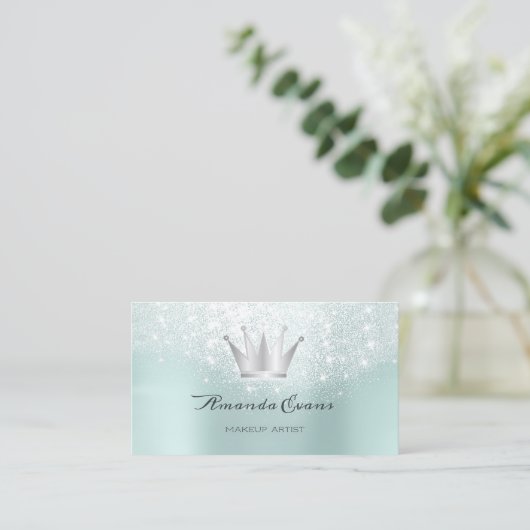 美容師グリッターメイクアップウォータークラウンシルバー 予約カード (スタンド正面)