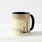 美容師グリッター光沢シザーフラワー美しい マグカップ (正面右)