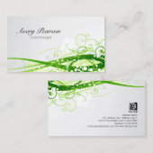 美容師グリーンフローラつる植物と葉 名刺 (正面/裏面)