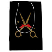 美容師ゴールデングリッターハサミ抱き枕 ミディアムペーパーバッグ (正面)