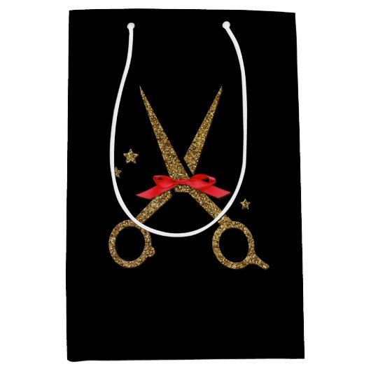 美容師ゴールデングリッターハサミ抱き枕 ミディアムペーパーバッグ (正面)