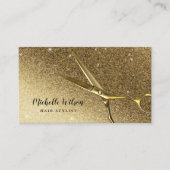 美容師ゴールデンシザーモダン金ゴールドグリッター 名刺 (正面)