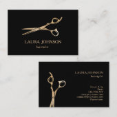 美容師ゴールドグリッター鋏 名刺 (正面/裏面)
