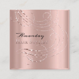美容師サロンアポイントメントカードピンク スクエア名刺