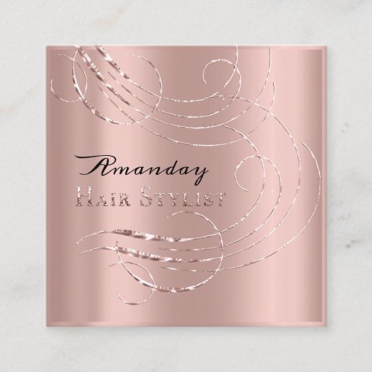 美容師サロンアポイントメントカードピンク スクエア名刺 (正面)