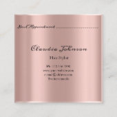 美容師サロンアポイントメントカードピンク スクエア名刺 (裏面)