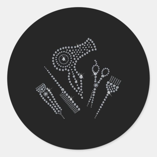 美容師サロンエプロンRhinestoneシザーコームH ラウンドシール (正面)