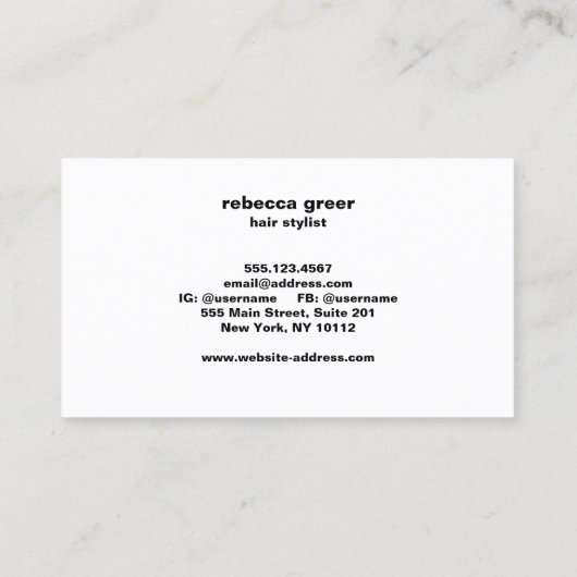 美容師サロンバラ金ゴールドシークインフェイクズ 名刺 (裏面)