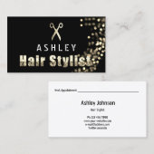 美容師サロンブラック金ゴールドアポイントメントカード 名刺 (正面/裏面)