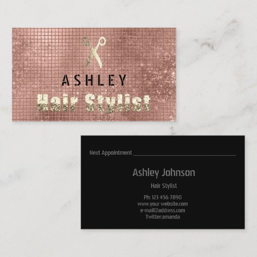 美容師サロンブラックVIP金ゴールドアポイントメントカード 名刺 (正面/裏面)