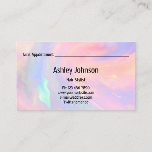 美容師サロンホログラフィックアポイントメント金ゴールド 名刺 (裏面)